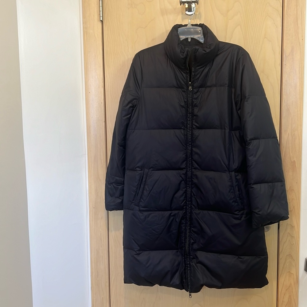 Eileen Fisher Size Medium weather resistant long reversible down coat